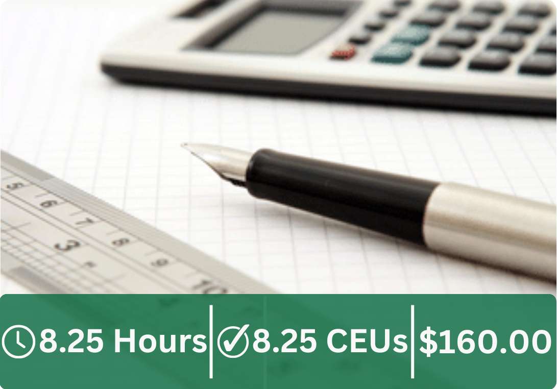 These courses are 8.25 hours and 8.25 CEUs total. It costs $160.00 for the bundle.
