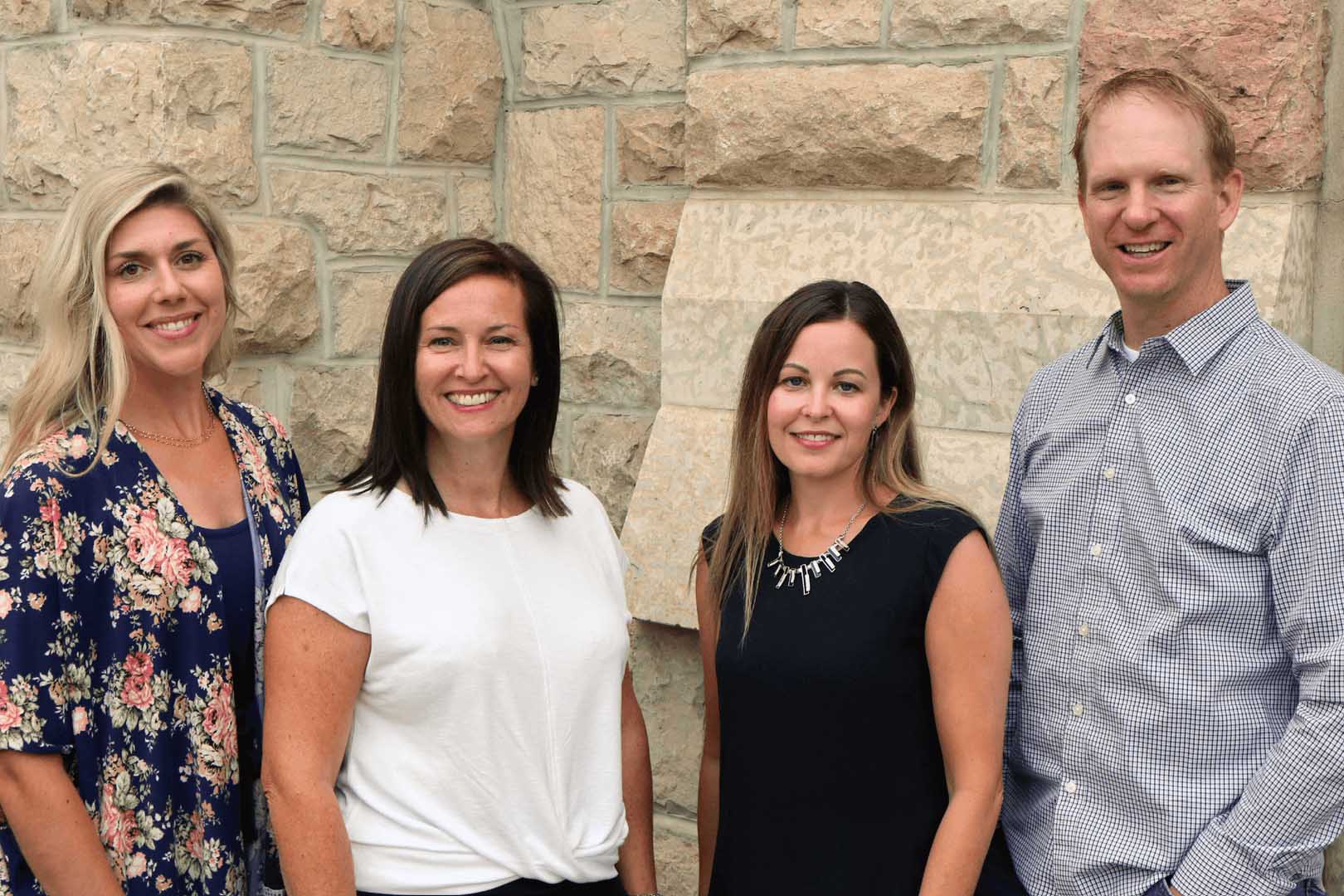 Jennafer Klemmer (RN), Patricia King (RN), Dr. Holly Mansell (PharmD), and Dr. Kerry Mansell (PharmD) are part of the University of Saskatchewan team that recently developed cannabis education resources targeted toward youth in grades seven and nine. Photo by Reagan King.